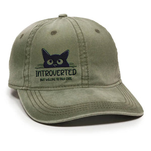 Introverted But Willing To Talk Cats Embroidered Hat