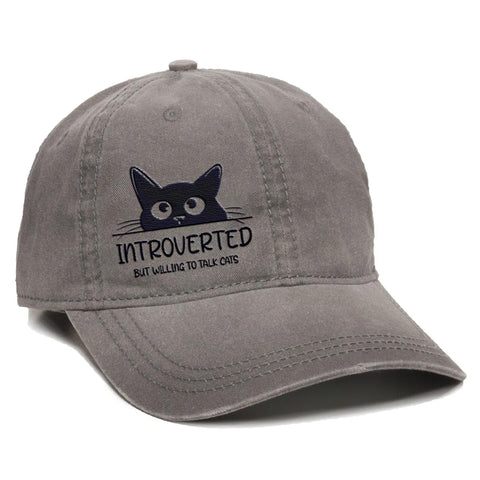 Introverted But Willing To Talk Cats Embroidered Hat