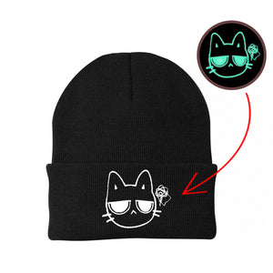 Glow in the Dark Embroidered Hat/Beanie for Cat Lovers