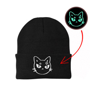 Glow in the Dark Embroidered Hat/Beanie for Cat Lovers