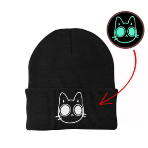 Glow in the Dark Embroidered Hat/Beanie for Cat Lovers