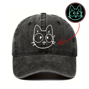 Glow in the Dark Embroidered Hat/Beanie for Cat Lovers