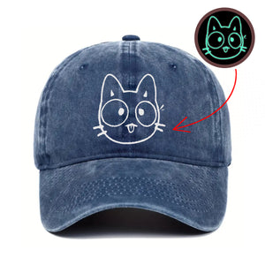 Glow in the Dark Embroidered Hat/Beanie for Cat Lovers