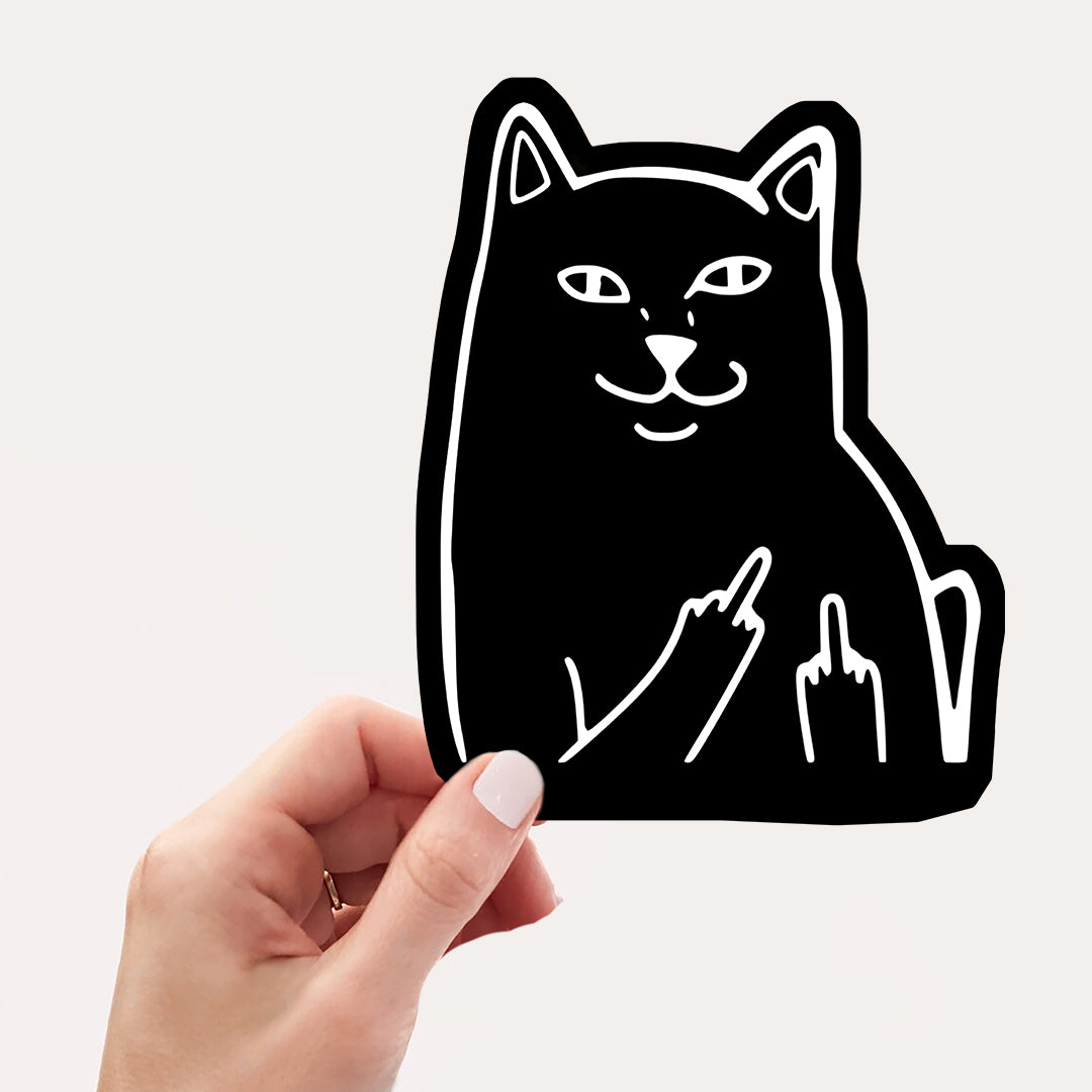 black cat middle finger