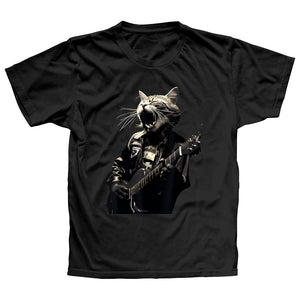 Funny Cat Playing Rock Guitar, Cat Rockstar, Bass Guitar T-Shirt