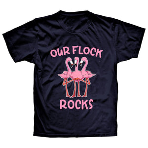 Our Flock Rocks Flamingo Matching Family Vacation Group T-Shirt