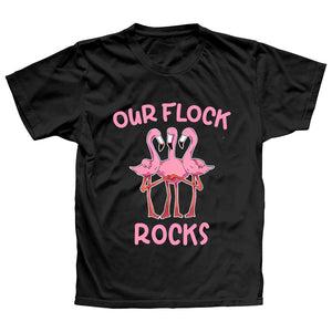 Our Flock Rocks Flamingo Matching Family Vacation Group T-Shirt