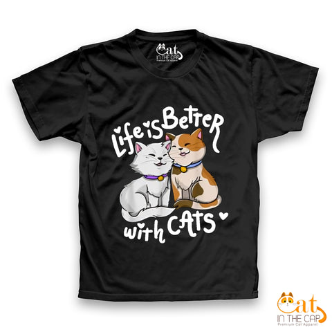 Life Is Better With Cats Premium Funny T-Shirt