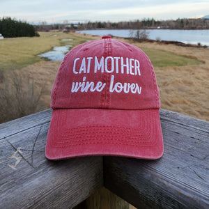 Cat Mother Wine Lover Embroidered Hat