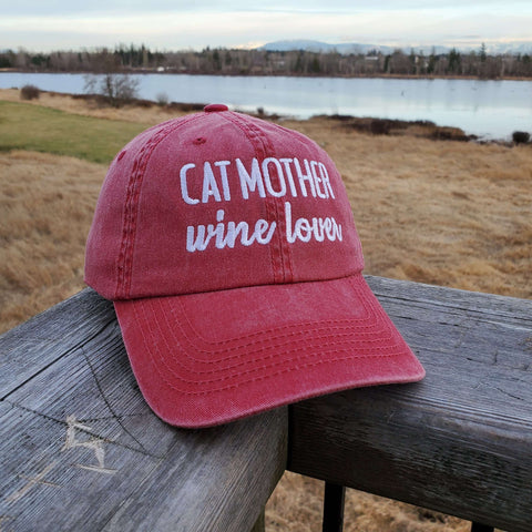 Cat Mother Wine Lover Embroidered Hat