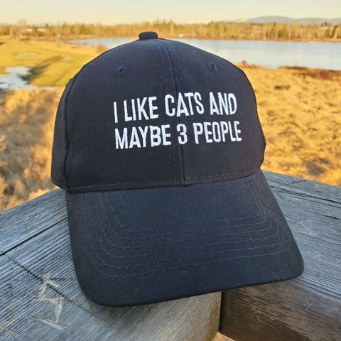 I Like Cats Maybe 3 People Classic Embroidered Hat