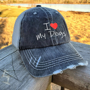 I Love My Dogs Distressed Mesh Back Hat