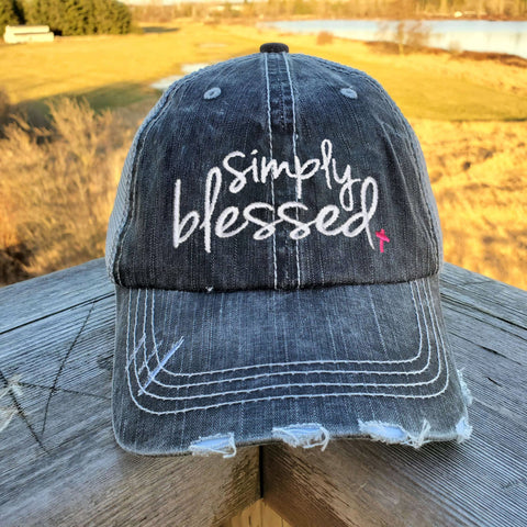 Simply Blessed Cross Embroidered Hat